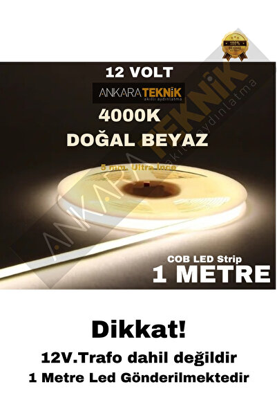 ankarateknik 1 Metre 5mm Ultra İnce COB Şerit LED – Adaptör Dahil Değildir