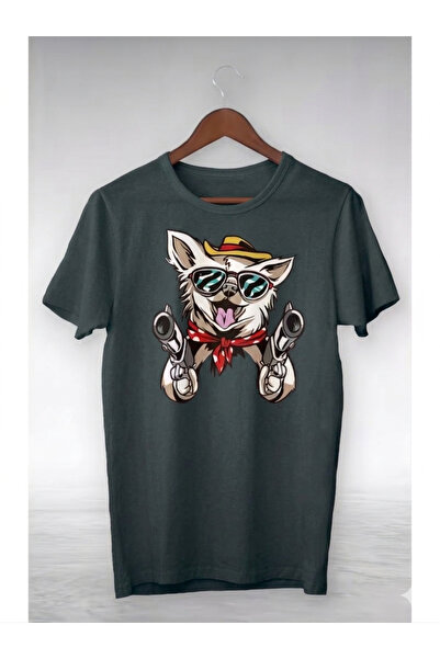 SİBELİZE Unisex Cowboy Dog Printed Compact T-Shirt