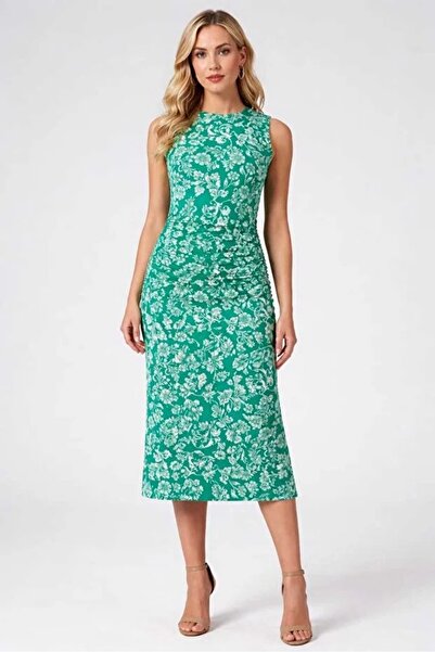 02Lady Fashion Κομψό φόρεμα με λεπτομέρεια από κορδόνια, σκίσιμο, αμάνικο και...