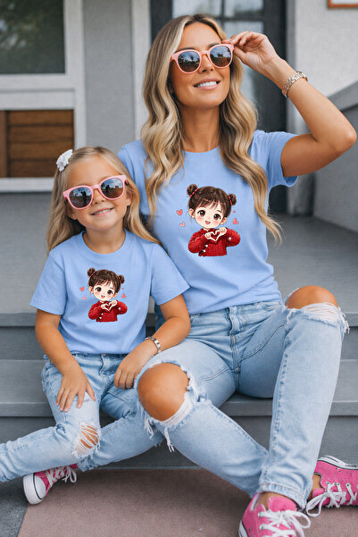 LORVEX Μπλουζάκι Mother Daughter Oversize T-Shirt Twin T-Shirt 100% Βαμβάκι Ά...