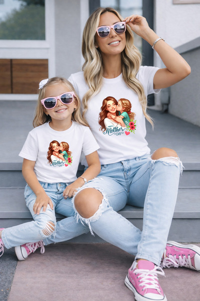 LORVEX Μπλουζάκι Mother Daughter Oversize T-Shirt Twin T-Shirt 100% Βαμβάκι Ά...