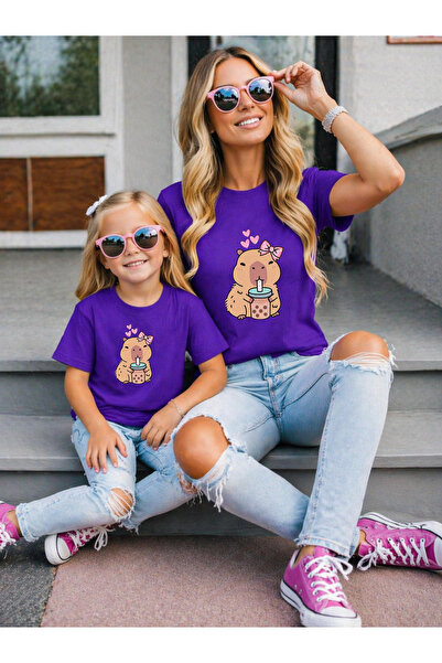 LORVEX Μπλουζάκι Mother Daughter Oversize T-Shirt Twin T-Shirt 100% Βαμβάκι Ά...