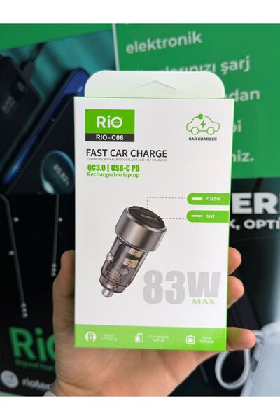 SOLGUN RİO ARAÇ ŞARJMATİK HEM USB-A 18W HEMDE TYPE-C 65W ÇIKIŞLI ARAÇ ÇAKMAKL...