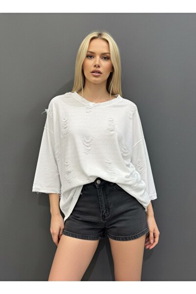 Noi Belis Πλεκτό T-Shirt με λαιμόκοψη ποδηλάτου σε εξαιρετικά μεγάλο μέγεθος ...