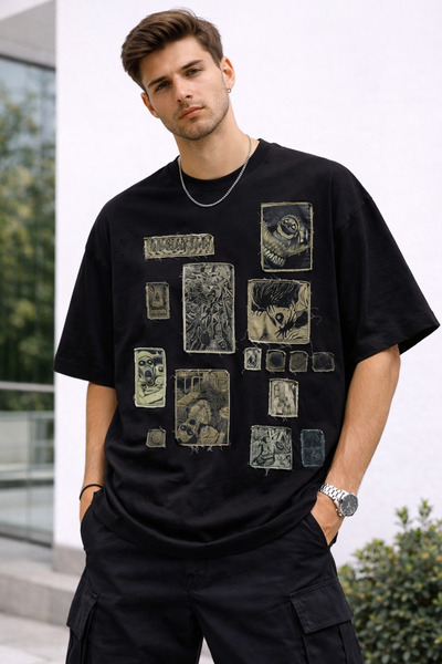 Nulivez Unisex Oversize T-Shirt – Graphic Collage Printed Streetwear Design