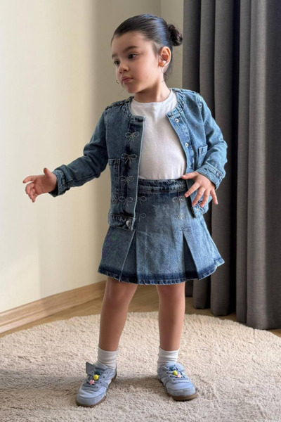 NOBLEKIDS Girl's 3-Piece Jacket, Skirt, T-Shirt Set |