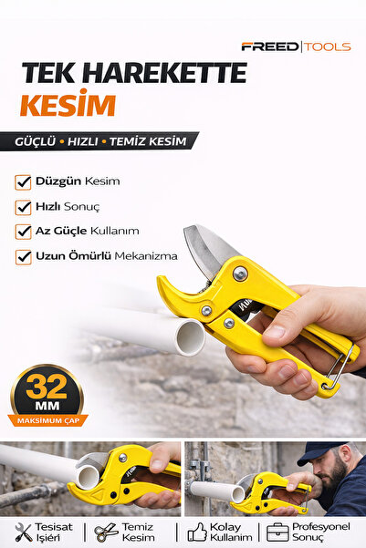FREED TOOLS PVC Boru Kesme Makası 32 mm Profesyonel Boru Makası Plastik PPRC ...