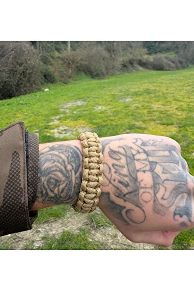 PARACORD Çöl Renk Örme Bileklik (Hayatta kalma bileşenleri içermez!)