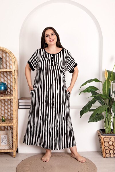 UMEstyle Lady Lingerie Kısa Kollu Battal Beden Uzun Boy Kadın Elbise/Gecelik