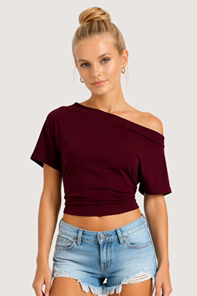 ISLENA Kayık Yaka Ultra Soft Bluz – Vişne Çürüğü