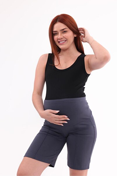 SERRAXXL Σορτς Βερμούδα εγκυμοσύνης Palazzo (άνετη εφαρμογή) με λεπτομέρεια ρ...