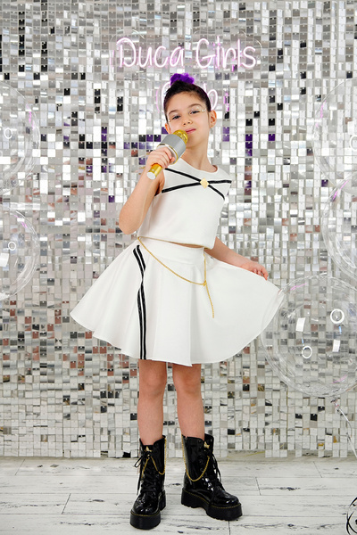 DUCA KIDS Rumi K-Pop Ceket Bluz Etek 3 Parça Kız Çocuk Kostümü