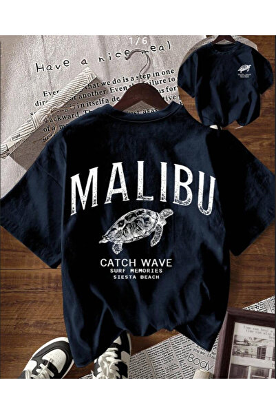 Oceanwear تي شيرت MALIBU مطبوع عليه سلحفاة البحر وياقة دائرية وأكمام قصيرة با...