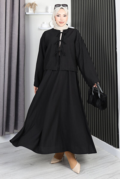 PIOVE Women's Tie-Up Hijab Dress – Long Sleeve Loose Stylish Dress