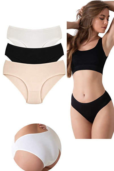 Sinem Yıldız Çamaşırları 100% ΒΑΜΒΑΚΙ ΓΥΝΑΙΚΕΙΑ ΣΛΙΠ ΜΠΙΚΙΝΙ ΣΕΤ 3 ΤΕΜΑΧΙΩΝ