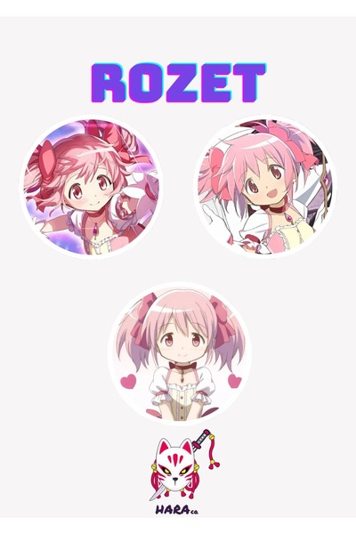 Hara Company Madoka Magica Animesi Madoka Kaname Anime Rozet Seti 3’lü