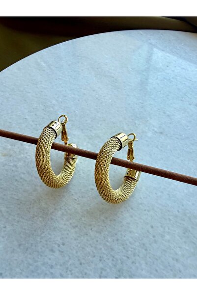 Merishe Jewerly Gold Wicker Weave Hoop Earrings