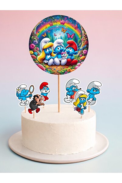 Sinem Gift Smurfs Birthday Concept - Smurfs Cake Decoration - Smurfs 6-Piece ...