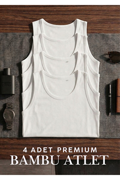 QKK Ανδρικά εσώρουχα από λευκό βαμβάκι μπαμπού, σετ 4 τεμαχίων - Εσώρουχα υψη...