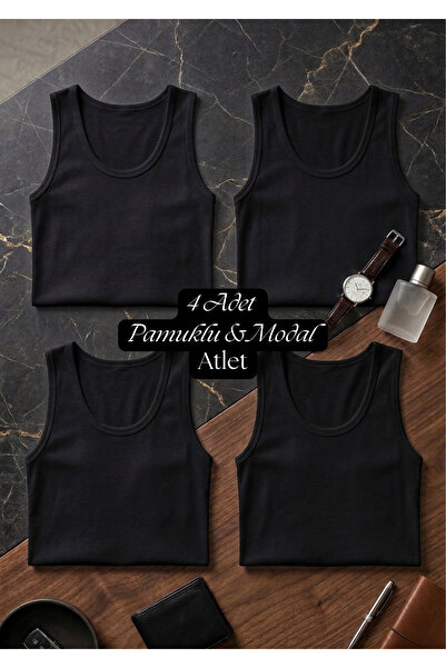 QKK Ανδρικά εσώρουχα από μαύρο βαμβάκι Modal, σετ 4 τεμαχίων - Εσώρουχα Premi...