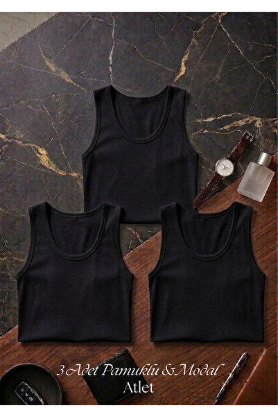 QKK Ανδρικό σετ 3 τεμαχίων από μαύρο βαμβακερό εσώρουχο - Εσώρουχο υψηλής ποι...