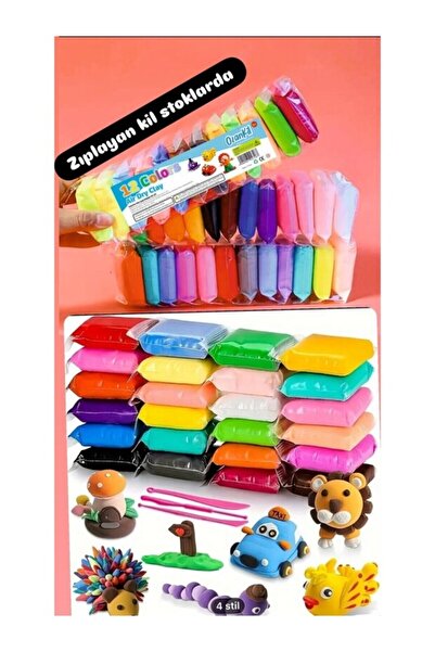 12 colors air dry clay ozankil طين العجين القافز أوزان كيل 90 جرام 12 قطعة طي...