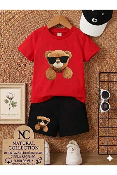 Nice Clothes Tricou și pantaloni scurți de vară pentru copii, unisex (Ursuleț...