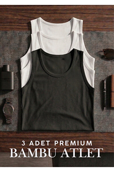 QKK Men's 3-Pack Bamboo Cotton Undershirts - Soft Textured Premium Undershirts