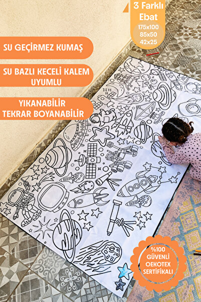 GIMOSA Kids Su Geçirmez Yıkanabilir Boyama Örtüsü, 3 Farklı Ebatta, Eğitici Ç...