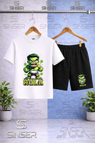 SS SİNSER Παιδικό μπλουζάκι με στάμπα HULK ANGRY WALL WRITING - Σετ σορτς