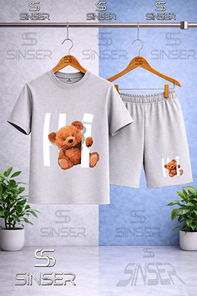 SS SİNSER Παιδικό μπλουζάκι με στάμπα HI AYICIK YAZI IN WHITE με λαιμόκοψη πο...