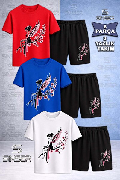 SS SİNSER تي شيرت للأطفال البنات مطبوع عليه CICEKLI WINGED برقبة دائرية مكون ...