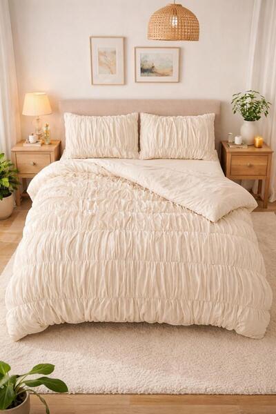 Uçkan home Σετ Παπλωματοθήκης Διπλού Μεγέθους από Βαμβάκι Premium με Κορδόνι