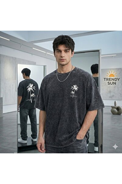 Trendy Sun Acid-Washed Oversize Unisex T-Shirt - Washed Oversize T-Shirt