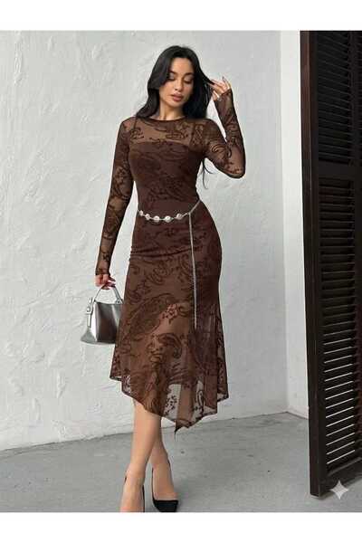 Queensland Κομψό φόρεμα μίντι με λεπτομέρεια στη ζώνη και επένδυση