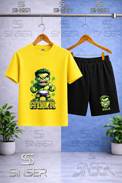 SS SİNSER Children's Hulk Angry Wall Writing Pattern Printed Crew Neck T-Shir...