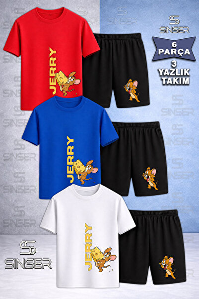SS SİNSER Παιδικό T-Shirt 3 τεμαχίων με στάμπα MARE JRY CHEESE CALAN με λαιμό...