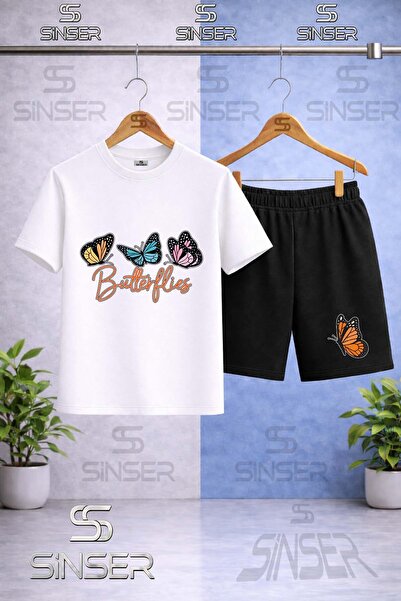 SS SİNSER Παιδικό BUTTRFLY 3LU YAZI USTUNDE Μπλουζάκι με στάμπα με λαιμόκοψη ...