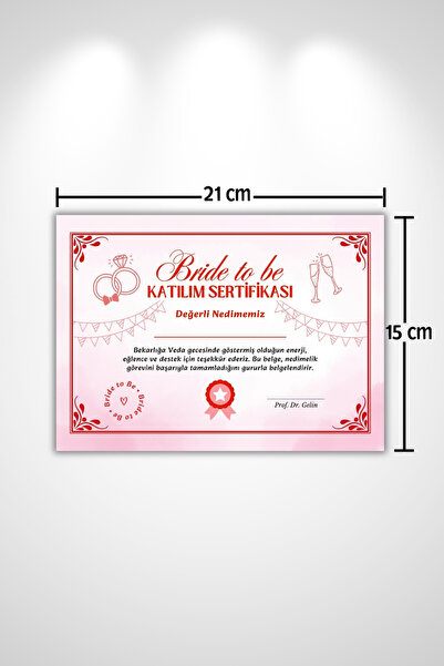 Metranya Bekarlığa Veda Katılım Sertifikası 8 Adet Bride To Be Partisi Eğlenceli Geline Hediye Düğün Konsepti