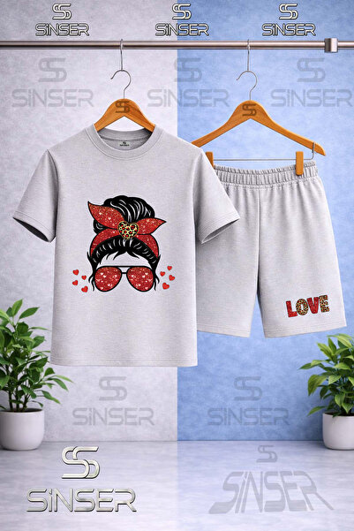SS SİNSER Children's Gozluklu Gril Red Leopard Pattern Printed Crew Neck T-Sh...