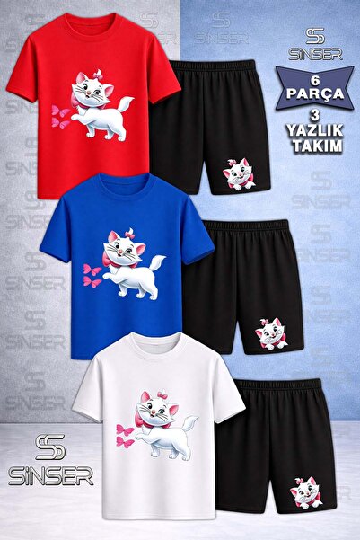 SS SİNSER تي شيرت للأطفال مطبوع عليه KEDI KURDALELI BUTTERFLY برقبة دائرية مك...