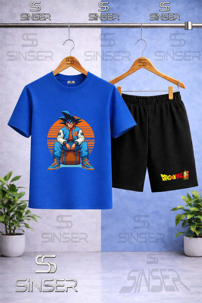 SS SİNSER Παιδικό μπλουζάκι GOKU SITTING ON THE MOON με πορτοκαλί στάμπα και ...