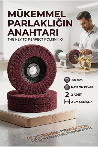 Transformacion Kırmızı Skoç Elyaf Mop Parlatma Diski - 100 MM Metal ve Paslan...