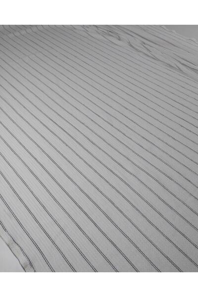 Kumaş Parça Ύφασμα Ζέρσεϊ Πλεκτό Κυματιστό Ριγέ Ίρμακ σε Μαύρο Εκρού Χρώμα 15...