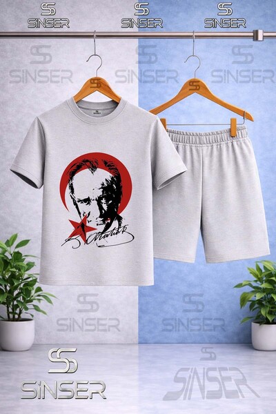 SS SİNSER Children's Ataturk Red Moon Star Black Printed Crew Neck T-Shirt - ...
