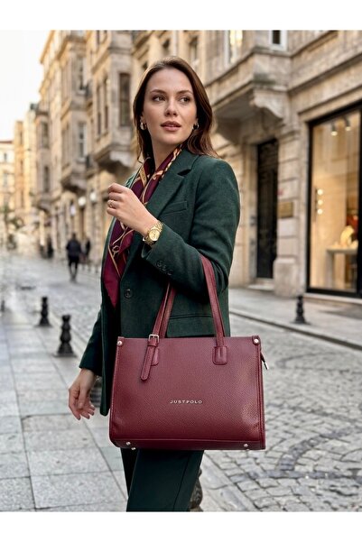 Just Polo Soft Leather Large Size Zippered Luxury Design Handbag Shopper