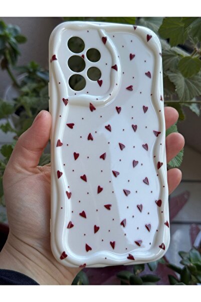 Samsung Galaxy A52 Compatible Soft Silicone Case with Red Heart Pattern Camera Protection