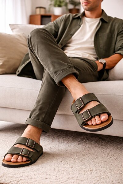 VIAJERO Ανατομικές παντόφλες με διπλή πόρπη και σόλα από φελλό