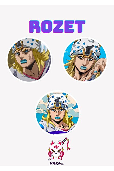 Hara Company Jojo Animesi Johnny Joestar Anime Rozet Seti 3’lü