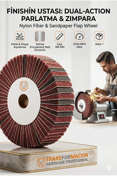 Transformacion Kırmızı Kombi Mop Zımparalı Skoç Elyaf Mop - 5700 RPM 165 MM M...